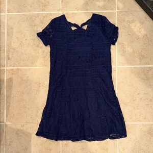 Navy Lace Short Sleeve Dress